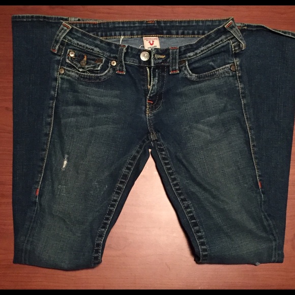 True Religion Wide legs Ice Blue Distressed jeans - Picture 2 of 4